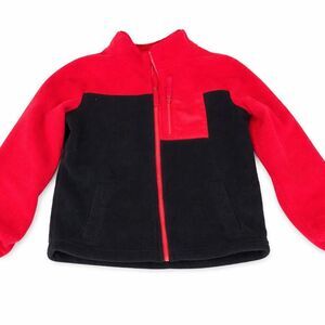 Boys Fleece Zip Up Jacket Size 8 Red Black Lightweight School Coat Playwear